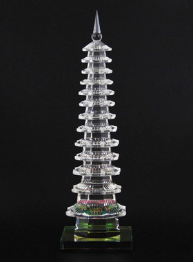 益鼎贵人造白水晶文昌塔摆件7层9层13层办公桌学生书桌装饰