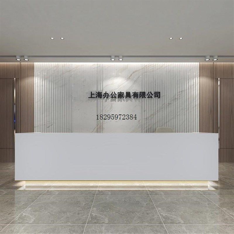 大型公司烤漆前台大理石饰面前台接待台欧式简约石材收银台吧台