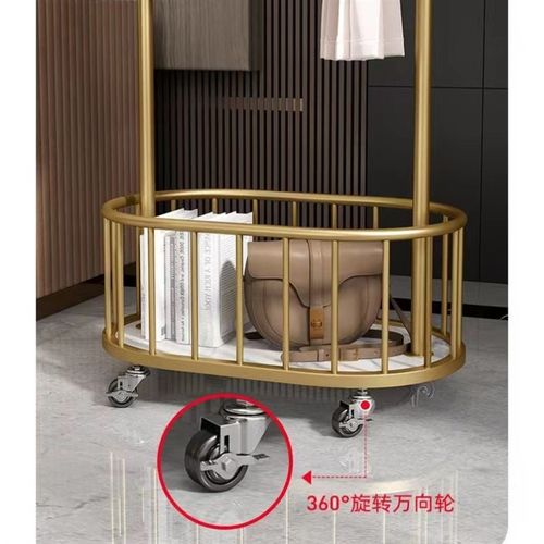 带轮可移动衣帽架卧室落地挂衣架加粗北欧轻奢家用衣服收纳层架子