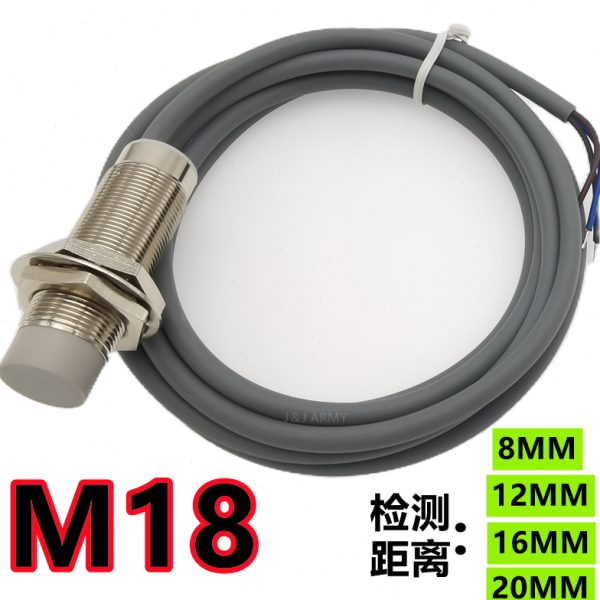 电感式接近开关FM18-08N圆柱非埋式传感器FM18-08P三线DC24V常开L