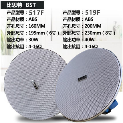 重低音家用定阻分频吸顶喇叭音箱背景音乐嵌入式店铺同轴吊顶音响
