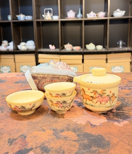 策马奔腾三杯旅行茶具b101