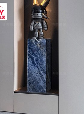 岩板立柱子大理石摆件底座展示摆台放宝可梦手办落地X式客厅花架