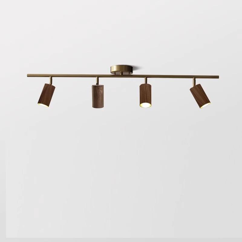 天花灯实木轨道主灯led北欧明装客厅射灯高级服装店复古胡桃木灯