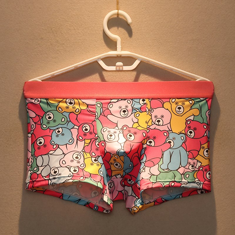 男士内裤男平角夏季超薄凉感冰丝动漫无痕猛男粉U囊袋四角短裤头