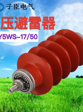 10KV氧化锌避雷器HY5WS-17/50复合硅橡胶高压配电型12KV一体成型