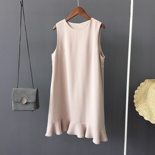 鱼尾裙女显瘦裙 荷叶边连衣裙宽松背心裙直筒无袖 2020夏季 新款