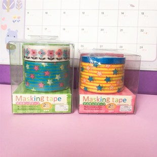 日式 和纸纸质多功能素色胶带手绘可撕圆点条纹DIY胶带两卷入新544