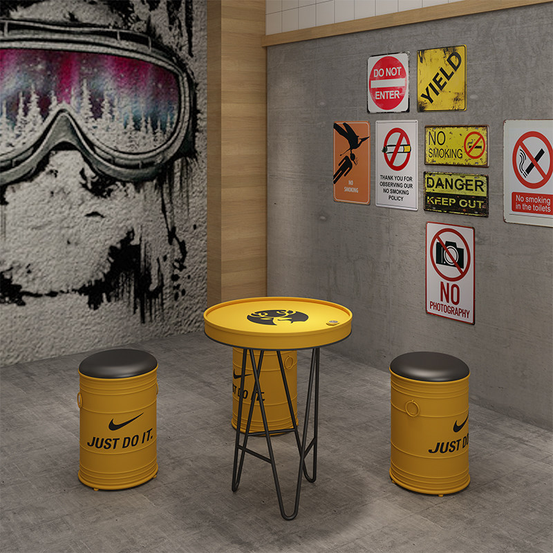 工业风油桶酒吧桌椅组合复古奶茶店阳台创意洽谈茶几卡座沙发组合,商业/办公家具,酒吧桌,淘宝优惠券,粉丝福利购,淘宝优惠卷