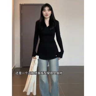t恤女秋冬 大码 微胖mm设计感修身 打底衫 内搭上衣显瘦性感辣妹长袖
