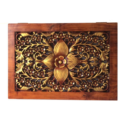 实木雕花金色电表箱装饰画餐厅配电箱开关电闸遮挡盒泰式中式壁饰