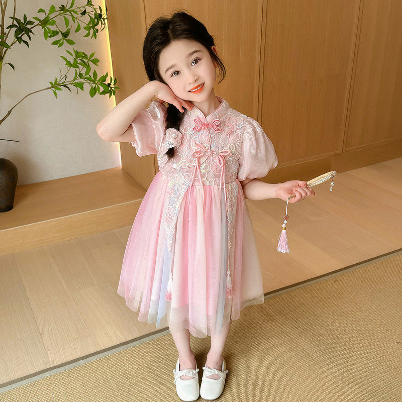 汉服女童夏装连衣裙2024新款古风儿童旗袍中国风宝宝夏季公主裙子