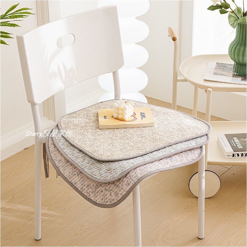 简约素边薄款透气椅子垫纯棉夹棉防滑餐桌椅垫机洗四季通用带绑绳,居家布艺,椅垫,淘宝优惠券,粉丝福利购,淘宝优惠卷