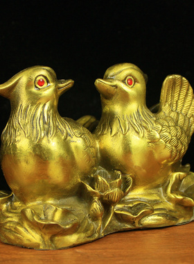 铜鸳鸯摆件一对卧室姻缘百年好合家居饰品婚庆礼品装饰工艺品摆设