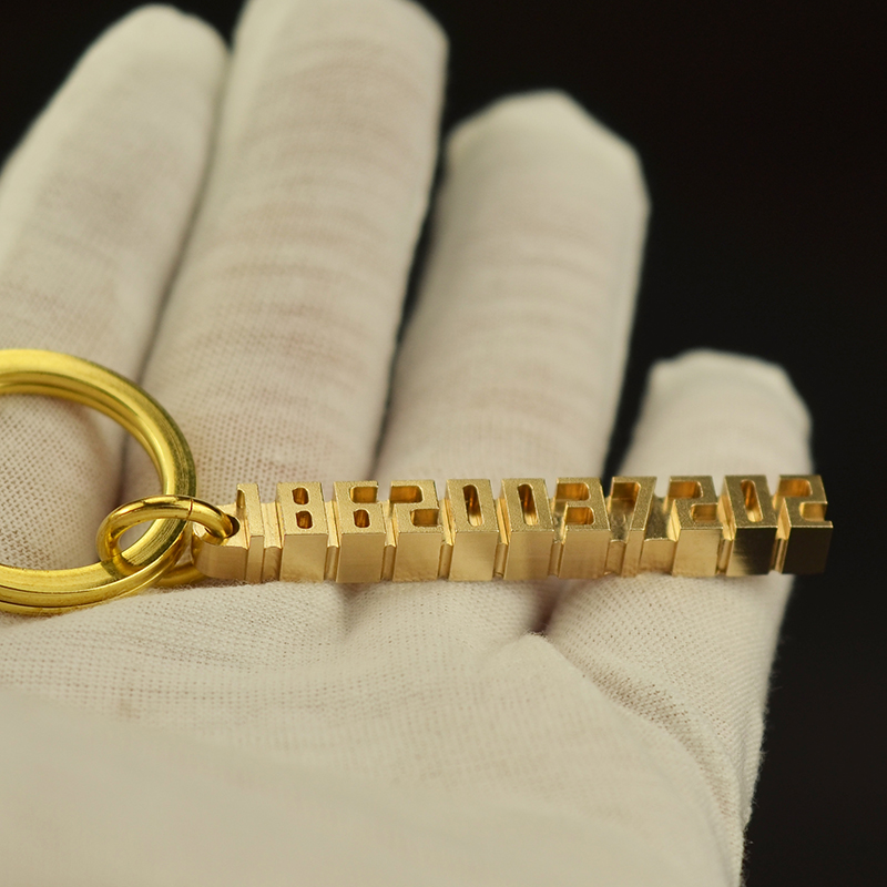 黄铜防丢牌创意电话手机号码定制汽车摩托车钥匙扣圈环链男女挂件