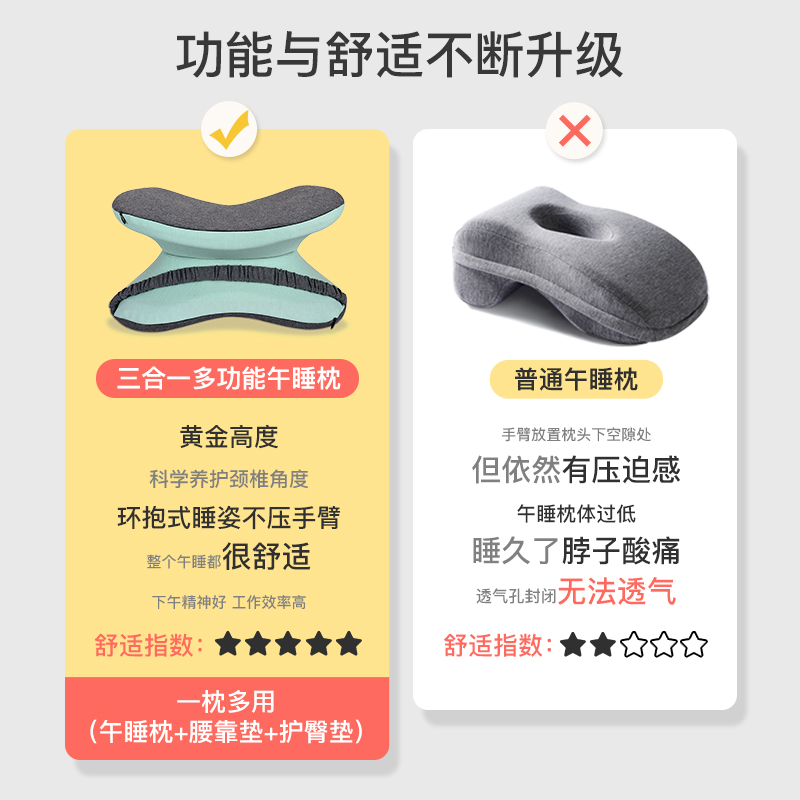 午睡枕趴睡枕小学生午休睡觉神器趴趴枕折叠办公室多功能抱枕夏季