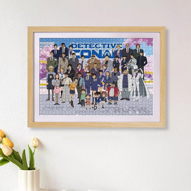 名侦探柯南拼图相框挂墙500一千片平图拼图70x50定制画框空框