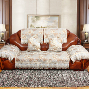 欧式提花皮沙发专用沙发垫四季通用防滑新中式老式123沙发坐垫套