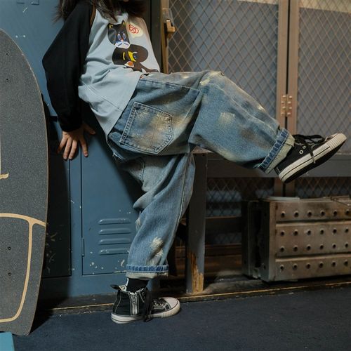 【水洗软牛仔 束脚裤子】女童男童牛仔裤宽松2025春夏休闲直筒潮