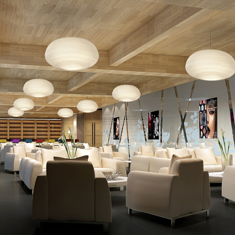 北欧禅意茶吧台灯客餐厅卧室阅读床头样版房灯具白色玻璃螺纹吊灯