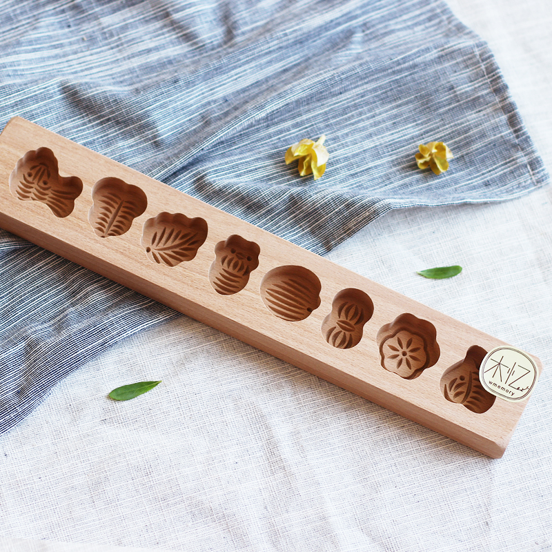 包邮8连迷你月饼馒头儿童南瓜饼干绿豆糕点木质烘焙模具小号