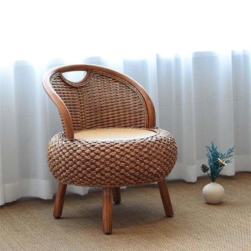新中式藤编小椅子家用客厅座椅懒人藤椅矮凳实木榻榻米阳台靠背椅,住宅家具,阳台椅,淘宝优惠券,粉丝福利购,淘宝优惠卷