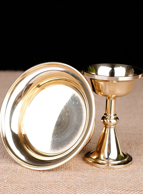 藏传黄铜护法杯供杯 圣水杯抛光光面护法盘家居大中小多款可选