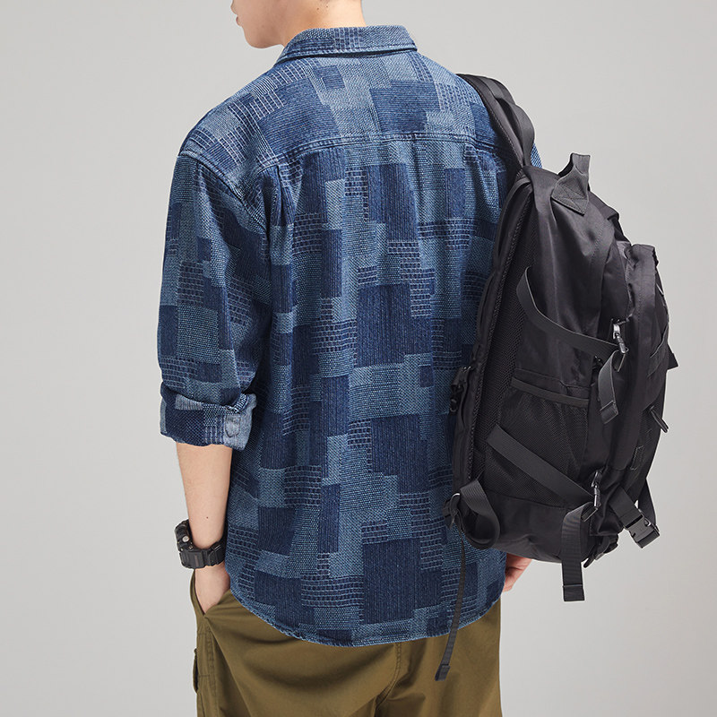 大大牛 高级感休闲宽松牛仔衬衫男春秋款工装外套衬衫2023新款,男装,衬衫,淘宝优惠券,粉丝福利购,淘宝优惠卷