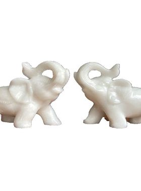 天然玉石大象一对摆件动物玄关祝福家居装饰品开业乔迁礼品新中式