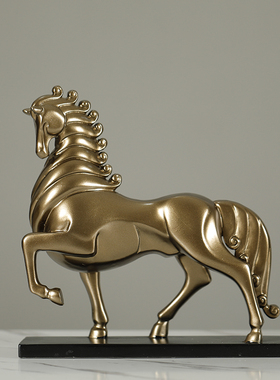 新中式创意仿铜马到成功摆件客厅酒柜书房办公室桌面摆设装饰品