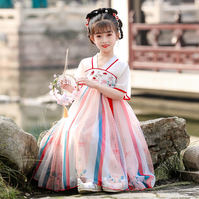 女童汉服裙子夏款儿童唐装中国风表演服公主裙2023新款古装连衣裙,童装/婴儿装/亲子装,汉服,淘宝优惠券,粉丝福利购,淘宝优惠卷