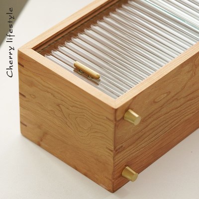 樱桃木整理收纳柜梳妆台化妆品护肤品收纳置物架桌面杂物收纳架