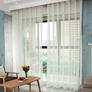 白色纱帘十字麻纱阳台纱白纱窗帘成品窗纱飘窗客厅卧室窗帘定制