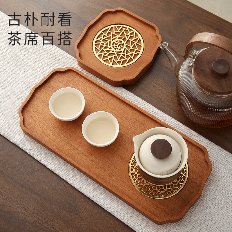 原森太花梨木茶托盘实木干泡台家用新中式功夫茶具小型干泡茶盘台