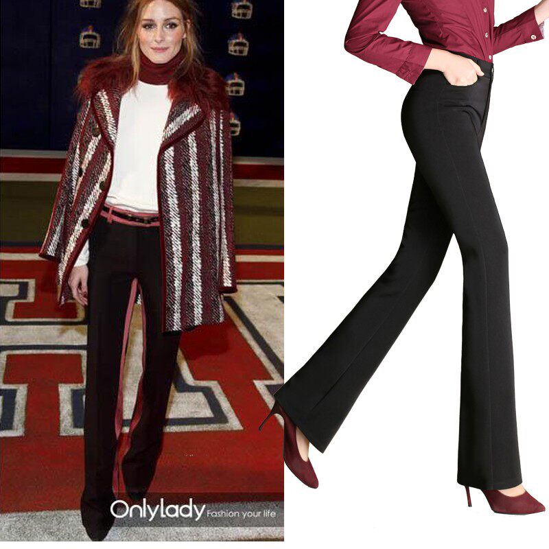 女式高腰微喇叭裤大码女裤2021新款薄款修身女士西装裤子职业女裤