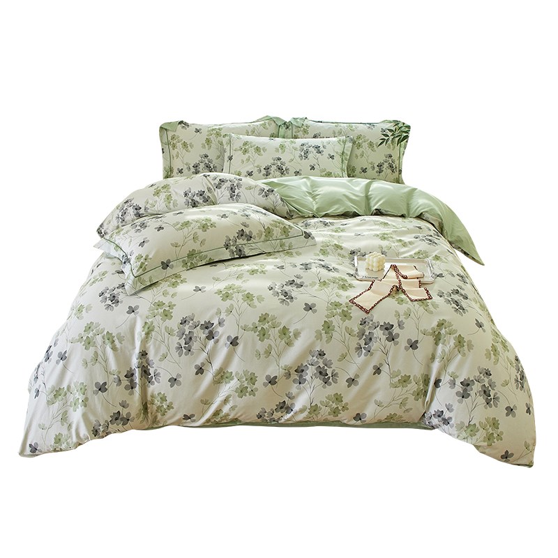 高档全棉四件套纯棉100春夏裸睡床单被套床笠款双人被罩床上用品4