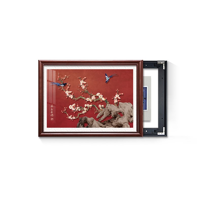 新中式电表箱装饰画免打孔2024新款喜上眉梢餐厅遮挡配电箱挂画