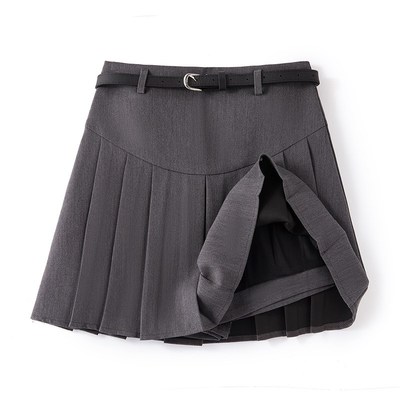 灰色百褶裙短裙女2023新款春夏季西装小个子高腰显瘦a字半身裙子