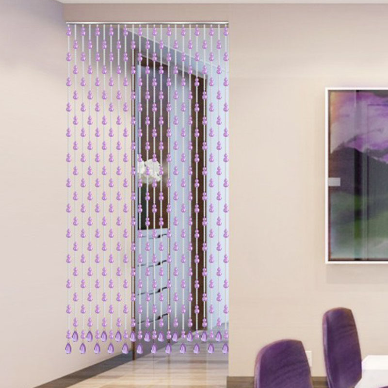 紫色水晶葫芦珠帘玄关水晶隔断帘 客厅卧室卫生间免打孔 阳台门帘