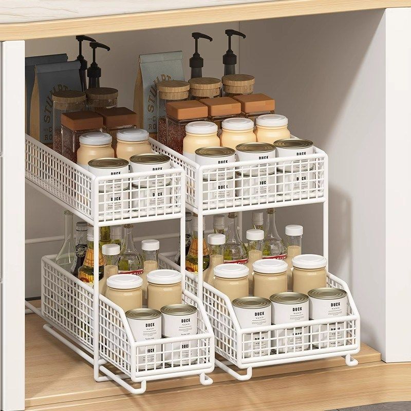 厨房抽拉式置物架双层橱柜子内分层架各种神器大全下水槽收纳拉篮,厨房/烹饪用具,厨房清洁/工具套装,淘宝优惠券,粉丝福利购,淘宝优惠卷