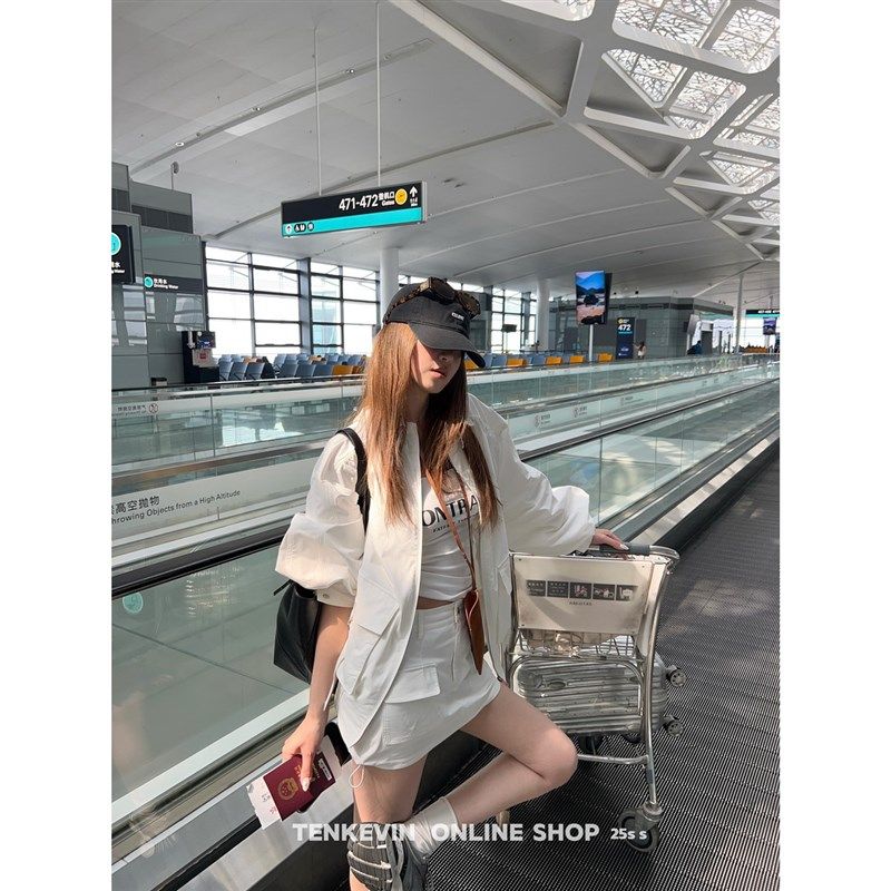 十一石 夏日醉爱!宽松冲锋衣工装外套夹克女低腰短裙休闲运动套装,女装/女士精品,时尚套装,淘宝优惠券,粉丝福利购,淘宝优惠卷