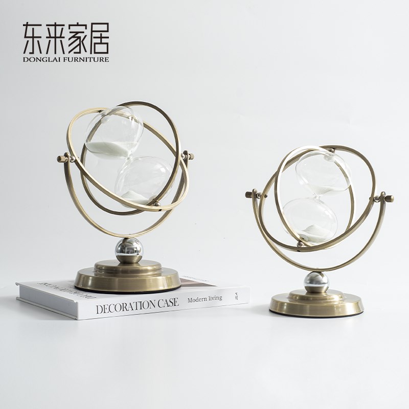 北欧创意地球仪沙漏摆件计时器15分钟30现代轻奢办公室桌面装饰品