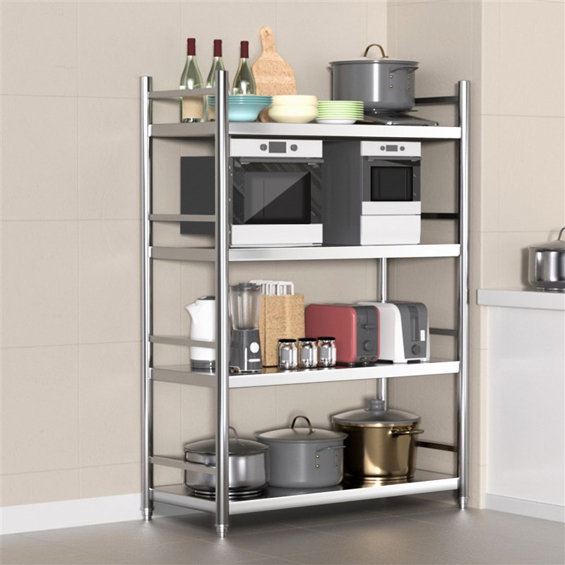 不锈钢厨房置物架带围栏多层收纳架子长60 70 80 90宽30 35Y 40 5