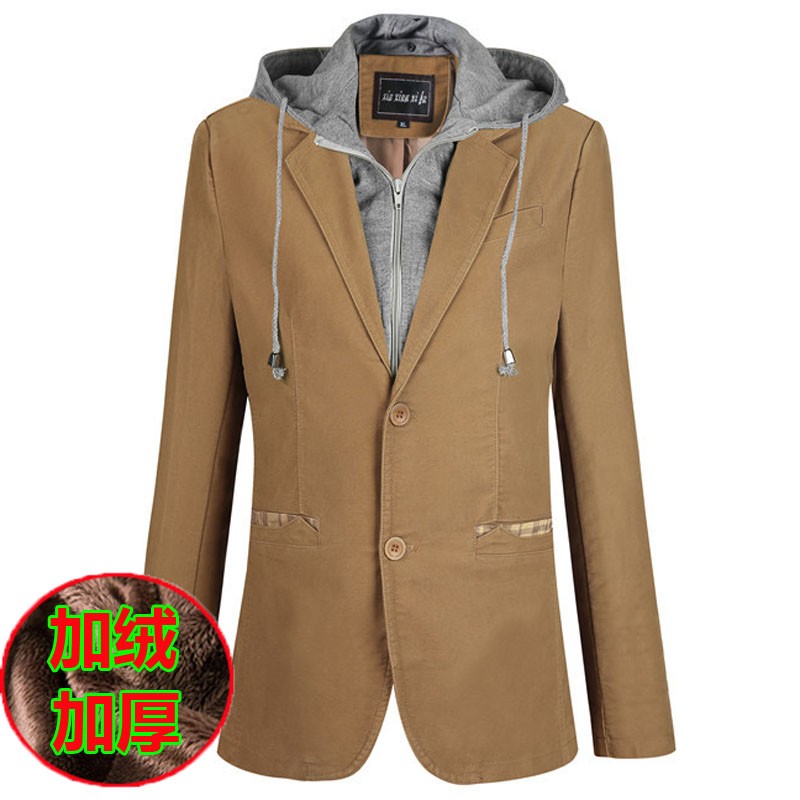 2021新款休闲西装n男秋春季纯棉男士外套商务修身韩版连帽小西服