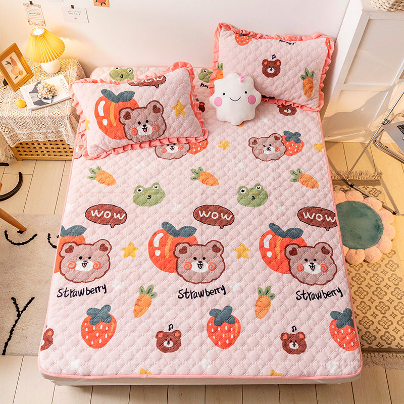 定制加厚加绒牛奶绒床单r不易皱床单单件单人儿童水晶绒被单三件