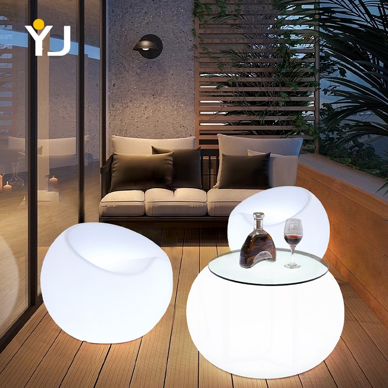 户外庭院发光阳台休闲桌椅组合简约现代露台室外网红吧凳空中餐吧