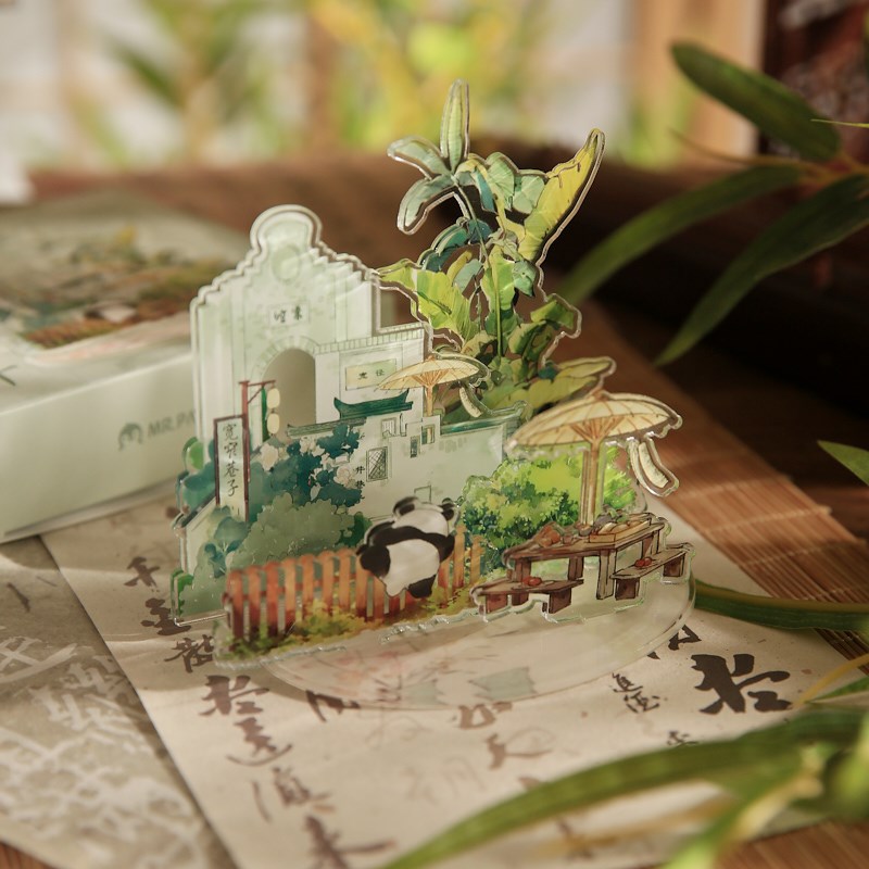 城市景观国风亚克力diyt多插立牌 宽窄巷子燕京造景桌面装饰摆件