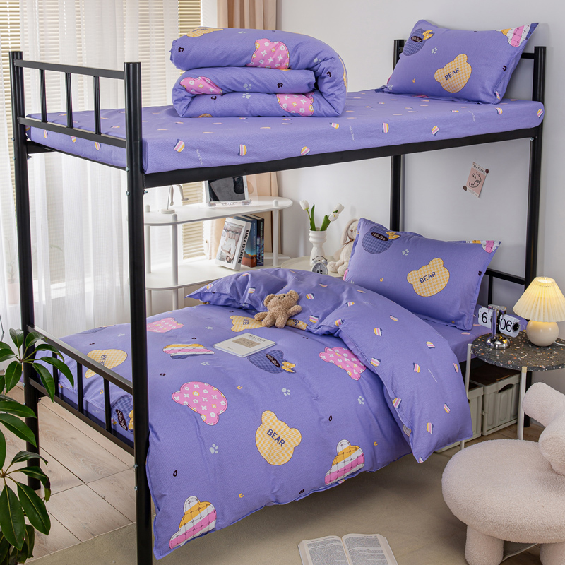 全棉三件套学生单人宿舍儿童款卡通床上用品带被子枕Y头多件套棉
