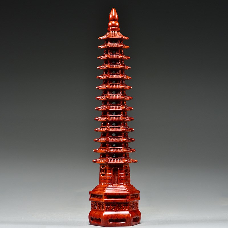花梨木雕13层文昌塔摆件实木质十三层文昌塔红木家居办公室工艺品