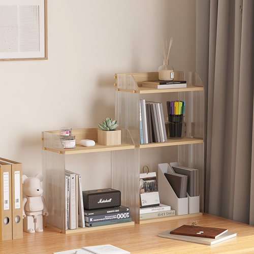 办公室桌面置物架文档工位台面收纳层架多层简易压克力透明杂物